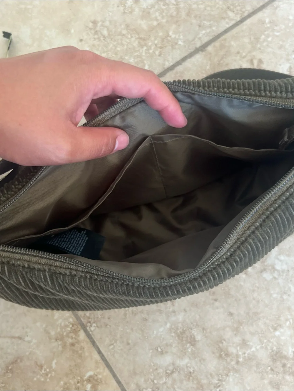 Uniqlo Olive Green Corduroy Crescent Crossbody - Picture 5 of 6